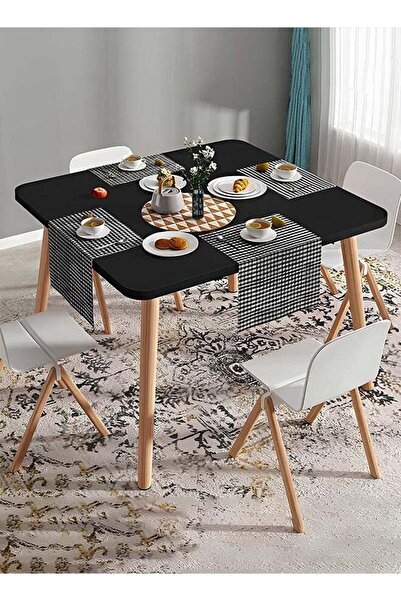 Taimi Black Modern Square Dining Table, Solid Wood for Kitchen, Dining Room, Living Room 80x80x72cm