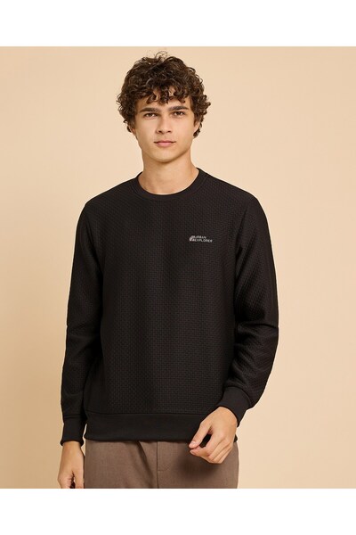 R&B Print Detail Sweatshirt With Crew Neck And Long Sleeves