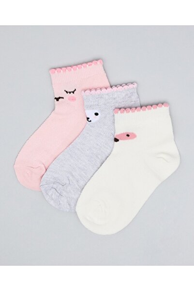 R&B Multi Girl's 3 Pack Printed Ankle Socks