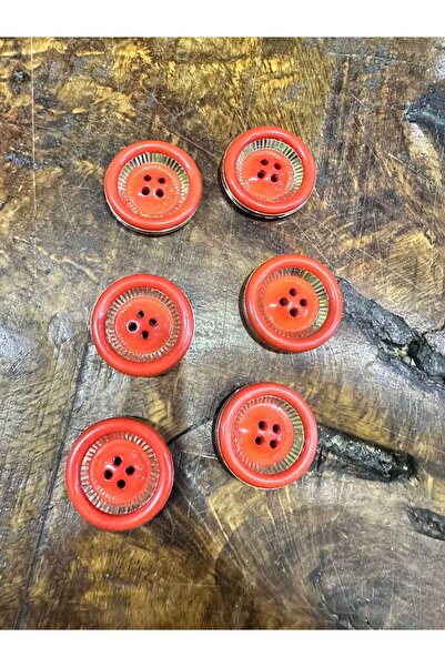 Gönülden Tasarım 6 Pieces Red Button Set 3 cm Diameter