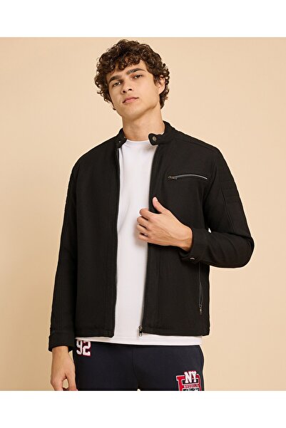 R&B سترة محبوكة بنقشة مميزة مع سحاب للإغلاق