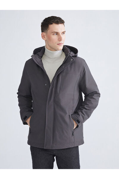 LC Waikiki Lcwaikiki Classic Anthracite Standard Fit Hooded Men's Coat