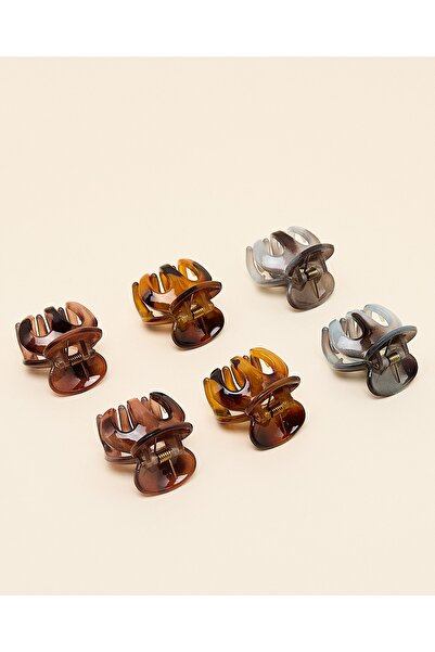 R&B Brown Women's 6 Piece Mini Claw Clips