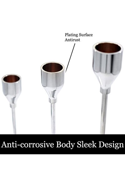 X SPRING 3-Piece Silver Metal Candlestick Holders for Taper Candles