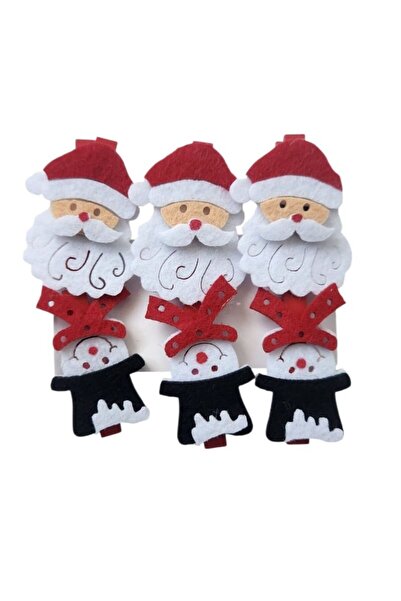 parti sürprizi Christmas Party Santa Claus Snowman Shaped Pegs 6 Pieces
