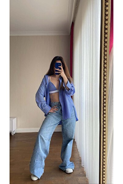 handebatmazbutik Mavi Pötikareli Gömlek-Bralet Takım