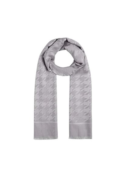 ipekevi Шал от памук и коприна с шотландски десен - сребрист