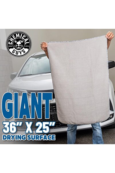 CHEMICAL GUYS Gray Matter Waffle Weave 70/30 Microfiber Drying Towel with Silk Edging, 25 x 36 in