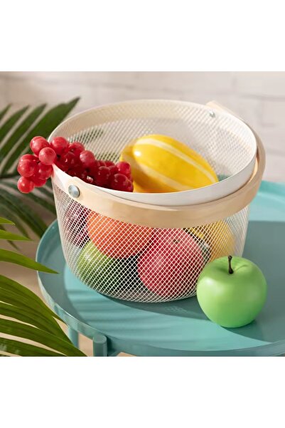 Biki Metal Wire Mesh Basket 32x28x26cm Farmhouse Organizer with Handle