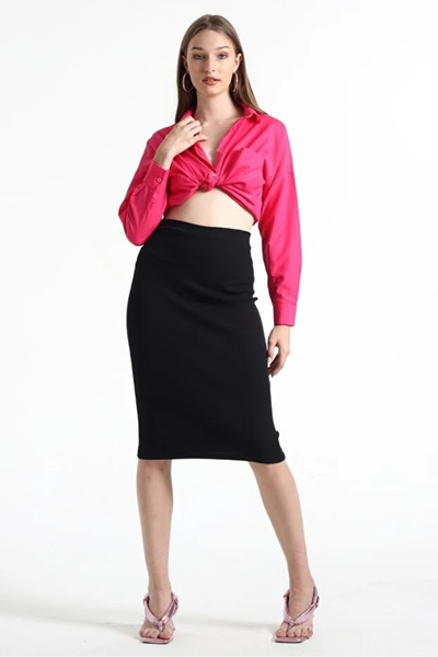 buğrahayalin Women's Black Camisole Pencil Skirt