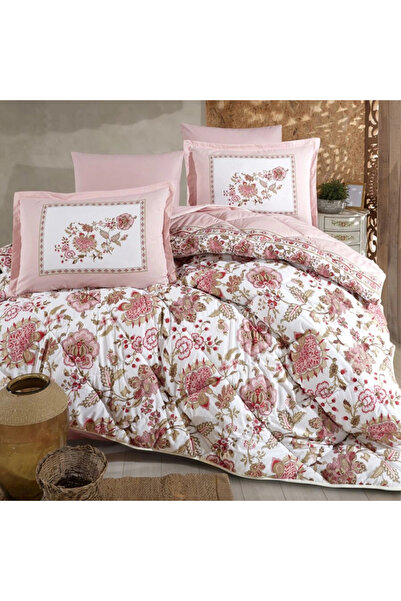 Clasy Ranforce 100% Cotton Single Quilt Set Omeya V1 Powder