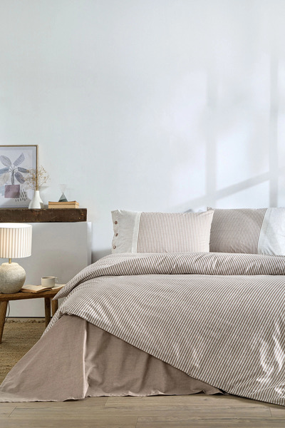 Özdilek مجموعة غطاء لحاف مزدوج من Natural Line