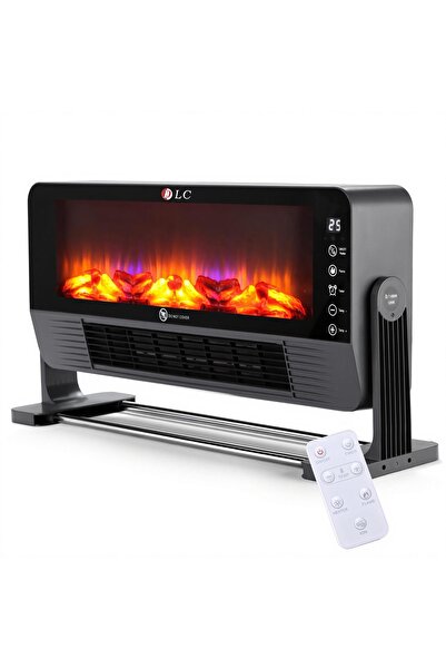 Generic 2000W Electric Heater with 3D Flame Atmosphere Light, AdjustableTemperature, 60cm Wide Air