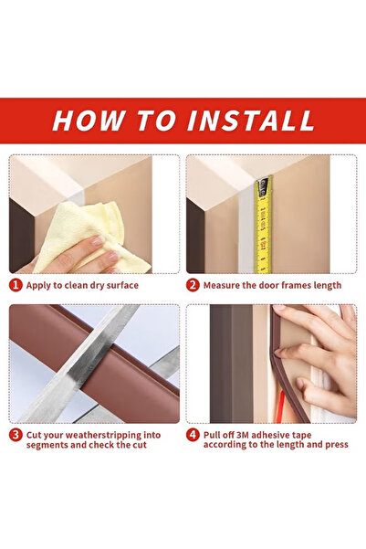 Generic Weather Stripping Door Seal Strip, SelfAdhesive Brown D Shape Silicone Door Weather Stripping (16M)