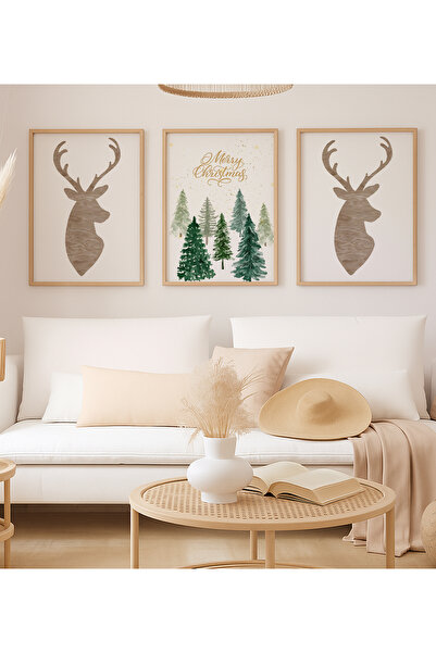 VOBA STORE SET DE TABLORI MDF CU TEMĂ DE CRĂCIUN CU MOTIV DE CERB, 3 PIESE-123