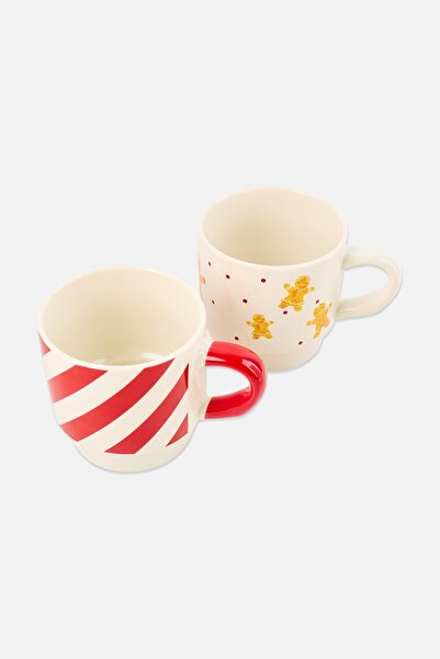 Muy Mucho 2 Piece Porcelain Stackable Coffee Mugs, Multicolor