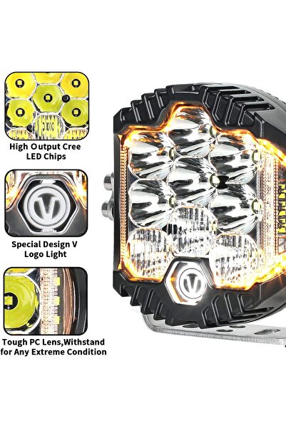 Generic XYY مصباح LED دائري للقيادة على الطرق الوعرة مقاس 7 بوصات مع إضاءة نهارية، 90 واط 8000 لومن - عبوة من قطعة واحدة