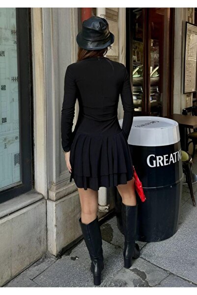 Cockatoo Skirt with Layers of Flounces, Mini Long-Sleeved Dress Jt16