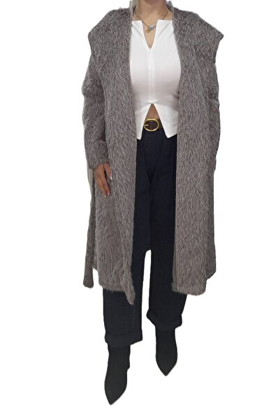 Bade İTHAL KEMERLİ UZUN KEÇE CEKET