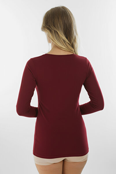 Almila Long Sleeve U-Neck Slim Fit Women's Bodysuit T-Shirt 2041-Cotton Stretch Fabric Bodysuit