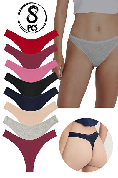 Yohannes Club Жіночі бавовняні трусики-танга, 8 штук в упаковці, Colorfull Pack, 8 бавовняних трусиків-танга