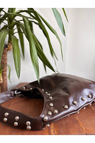 GUELES Trend Soft Leather Shoulder Bag with Stone and Inner Pocket Detail