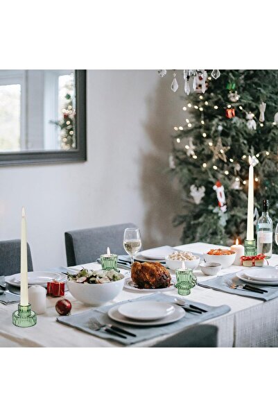 SYOSI Diwali Festival Taper Votive Candle Holder Set of 3 (Green)