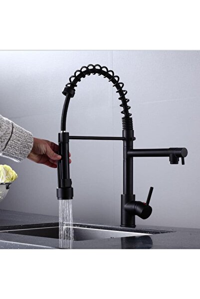 OEM Professional Kitchen Faucet with Flexible Shower, Matte Black, Code 1002-B