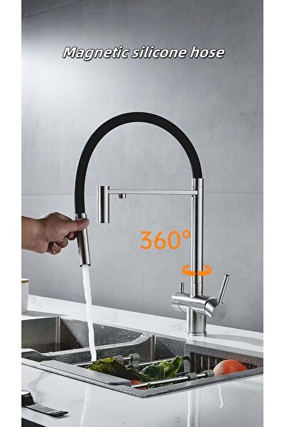OEM 3-way kitchen faucet with filtered water spout, brushed silver, code 1008-N