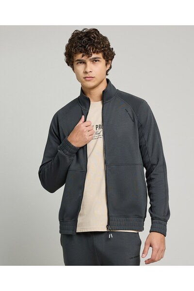 R&B Solid Jacket With Zipper Closure