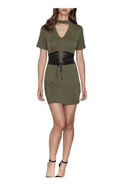 OEM Choker corset t-shirt dress, Kaki