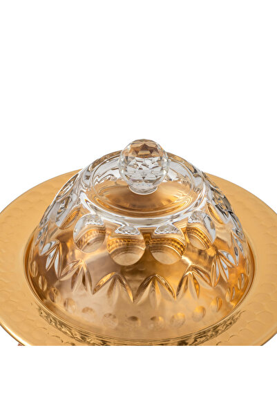 Dania ✨ Luxury 6-Piece Serving Container Set — Versatile | With Etched Glass Lid and Gold Base | Size 14 x 9 cm