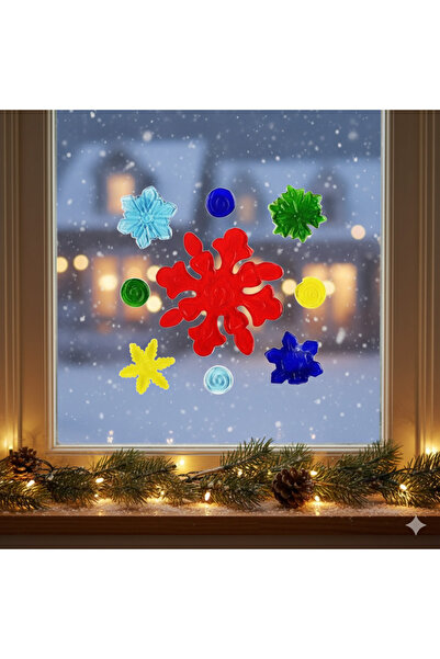 DODOMAR Autocolant cu gel cu fulgi de zăpadă tematic de Anul Nou – Ornament decorativ pentru sticlă și ferestre