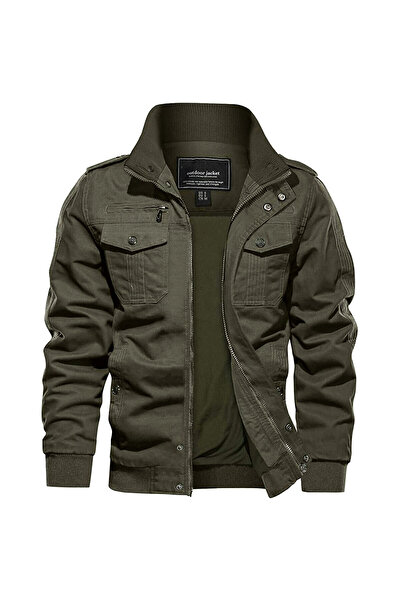 unbranded Men's Training Athletic Tactical Jacket Cargo Sturdy Casual Cotton Work Coats Black L