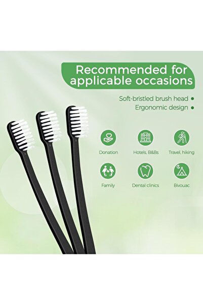 AZONEE 50 Pack Individually Wrapped Disposable Black Travel Toothbrushes