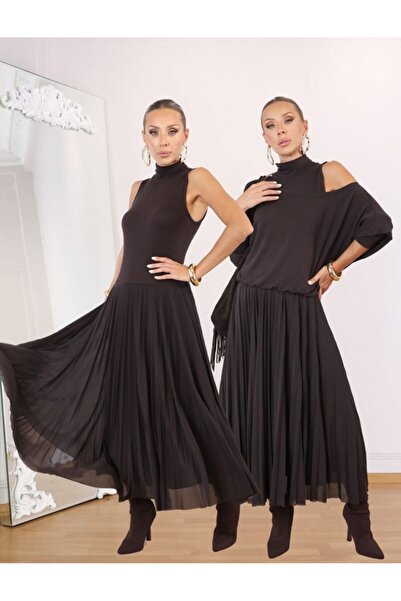 QİMYA BUTİK BUKETLİ Top pentru femei D guler ridicat Fusta fără mâneci din tu...