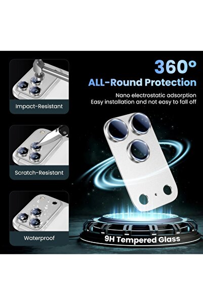 Paladyum Case iPhone 17 Pro Max Compatible Aluminum Full Coverage Silver Lens Protector