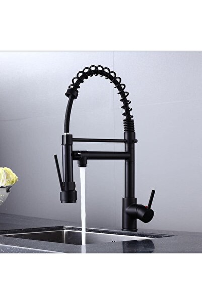 OEM Professional Kitchen Faucet with Flexible Shower, Matte Black, Code 1002-B