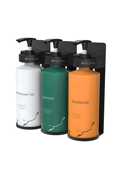 SELERIS Set Dispensere de Sapun, ®, 3buc x 300ml, Cheie Magnetica, Adeziv sau Gaurire, 3 culori