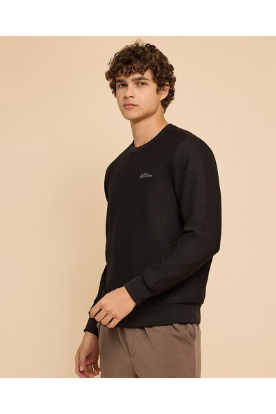 R&B Print Detail Sweatshirt With Crew Neck And Long Sleeves