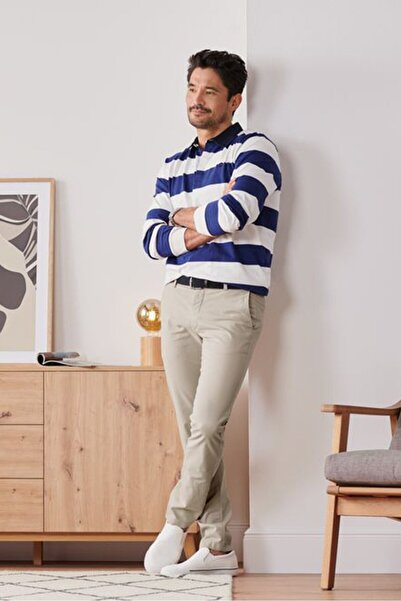 Tchibo Men Regular Fit Plain Stretchable Chino Pants, Beige