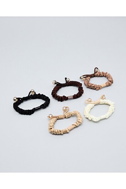 R&B Black Women's 5 Piece Skinny Scrunchies