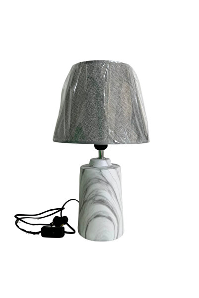 Marble Pattern Simple Textured Romantic Warm Faux Bedside Table Lamp- Gray