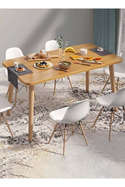 Taimi Wooden Modern Rectangle Dining Table, Solid Wood for Kitchen, Dining Room, Living Room 120x60x73cm