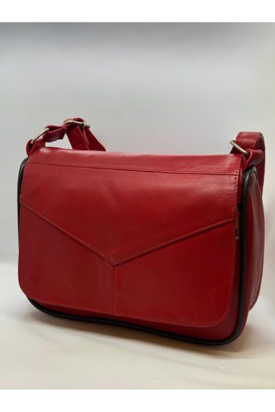 Rubel Bags Red Genuine Leather Bag Women's Daily Use Crossbody Shoulder Bag (25cm X 18cm)