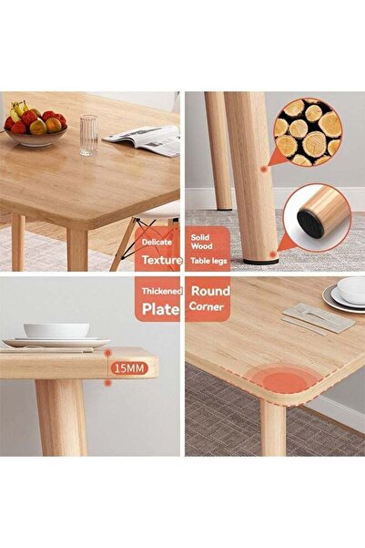 Taimi Wooden Modern Square Dining Table, Solid Wood for Kitchen, Dining Room, Living Room 80x80x72cm