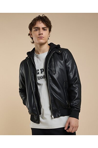 R&B Solid Hooded Jacket With Zipper Closure