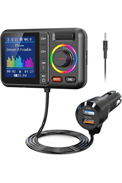 KASTWAVE جهاز إرسال FM بتقنية بلوتوث للسيارة (KM28) - بلوتوث V5.0، QC3.0، شاش...