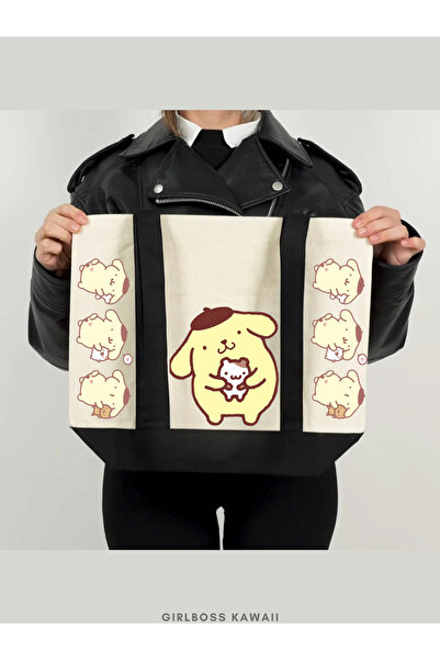 Girlboss Kawaii Pompompurin Canvas Bag with Pockets / Shopping, Sports, Beach New Series