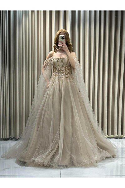 Kaleiçi Yıldızlar Gold Yeni Sezon Tül Pelerin Nişanlık 773